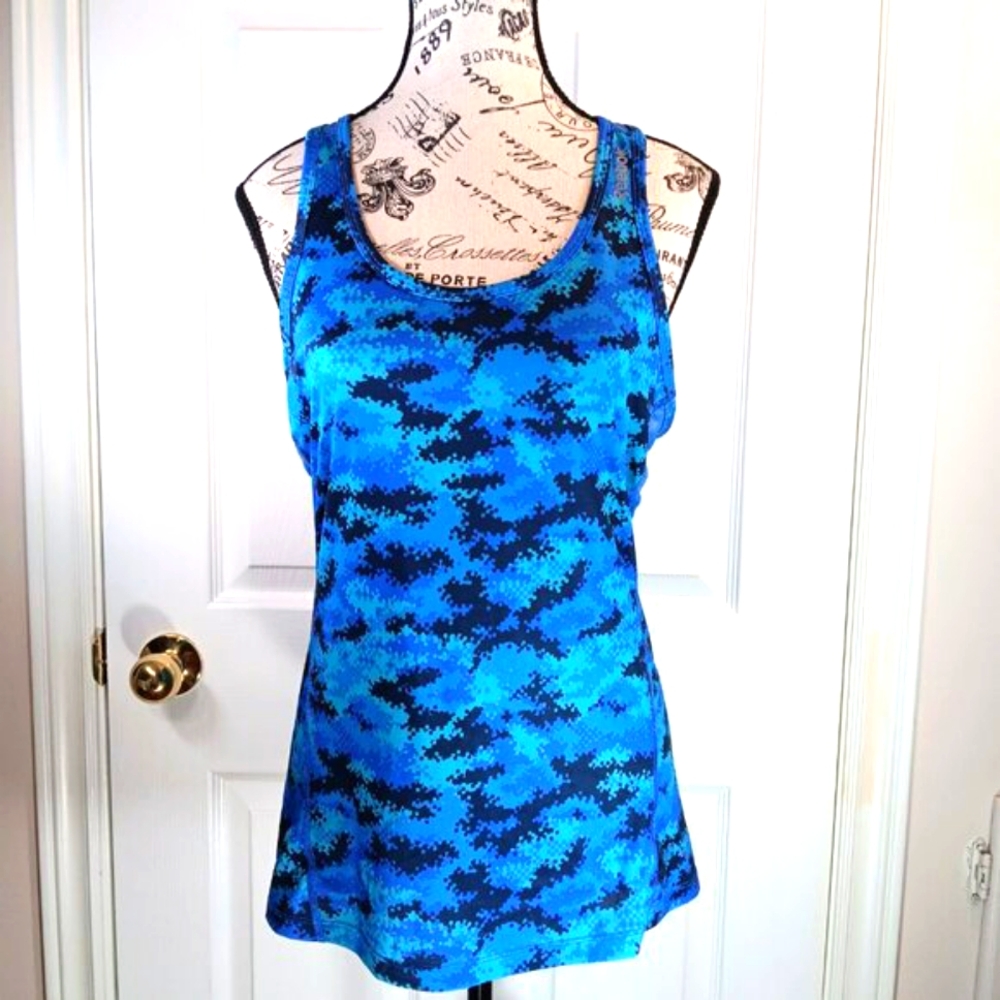 NWOT Reebok Women's Blue Black Racer Back Tank Top Activewear Size M - Picture 13 of 13